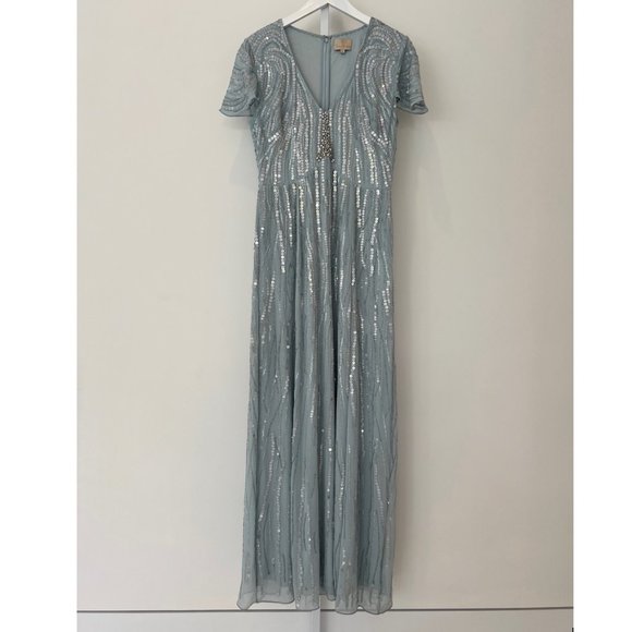 JENNY PACKHAM NO. 1. BLUE SEQUIN GOWN SIZE US 10 / UK 14 - Picture 3 of 17